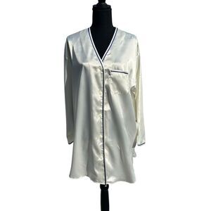 NWT Vintage Victoria's Secret White Satin Heart Label Sleep Shirt Dress Size S
